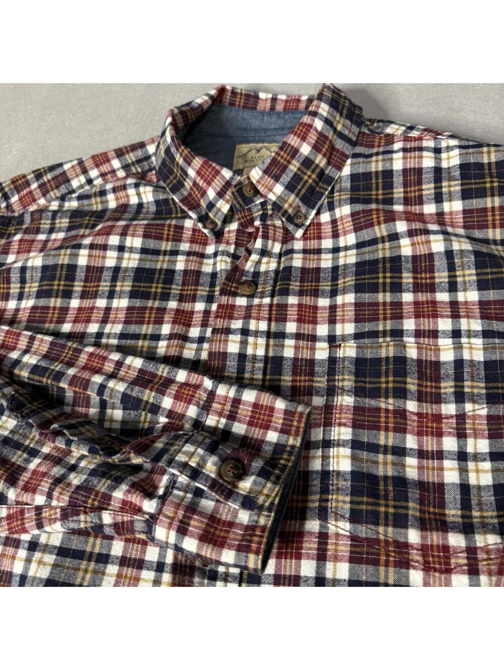 Blue Mountain Cotton Flannel Button Down Men’s‎ Size L Long Sleeve 100% Cotton